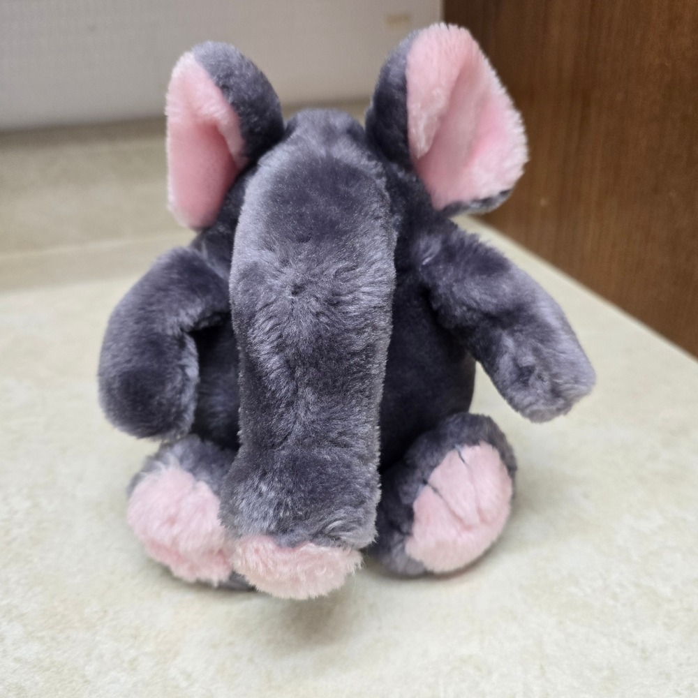Vintage Kids of‎ America Gray Pink Elephant Plush Stuffed Animal 8 Inch Toy